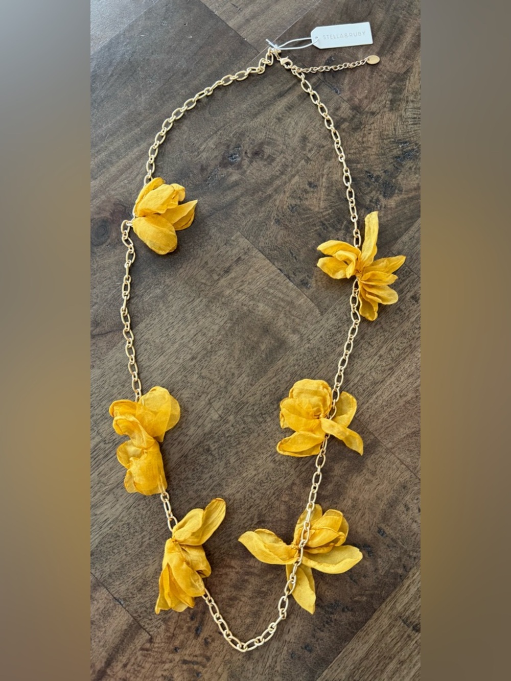 Stella & Ruby Gold Chain Necklace with Yellow Floral Accents
